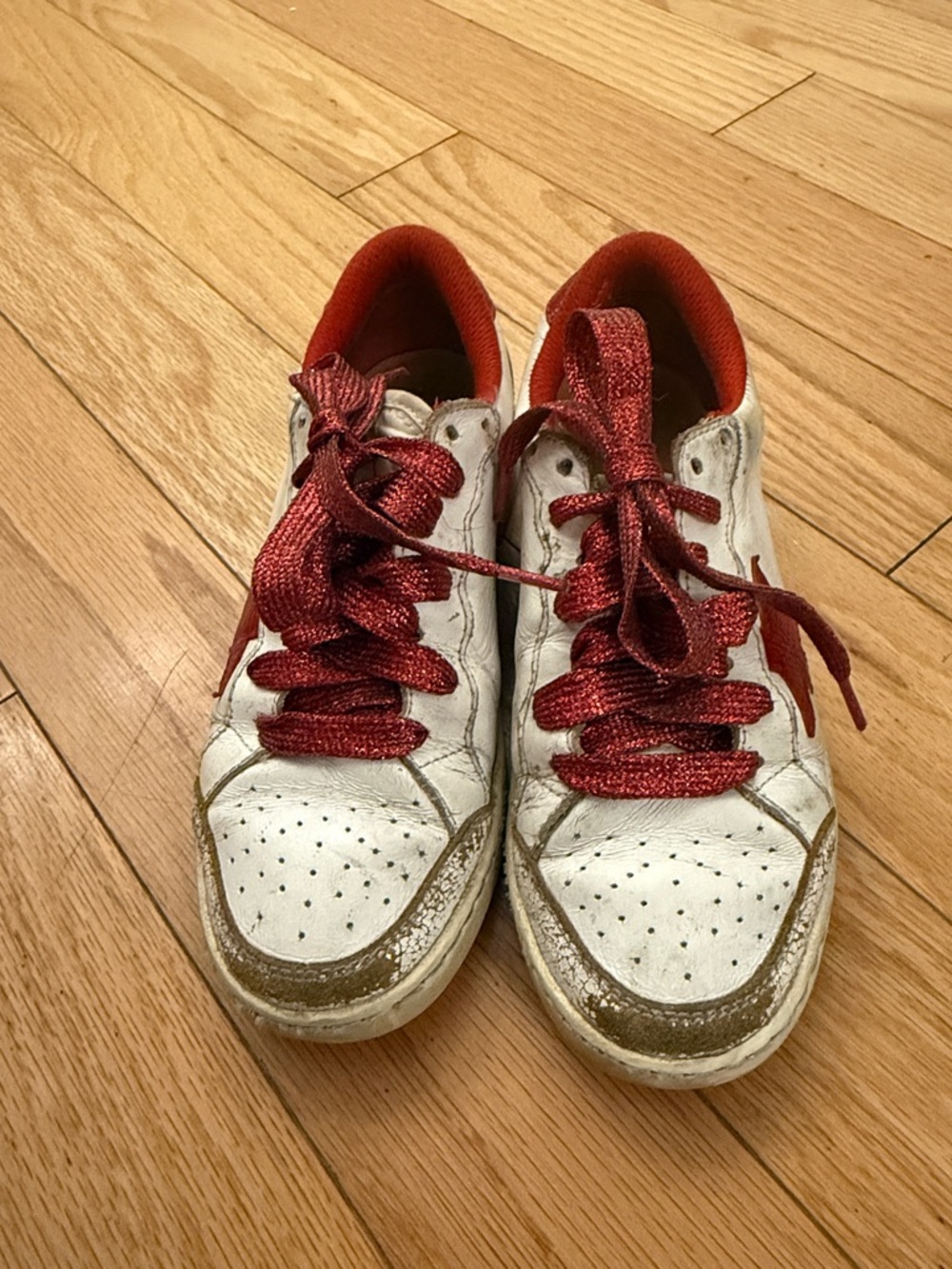 Golden Goose Kids White Sneakers with Red Accents